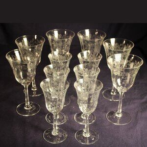 Five “Castle Gearden” Water/Red Wine and Six White Wine Crystal Glasses by Lenox